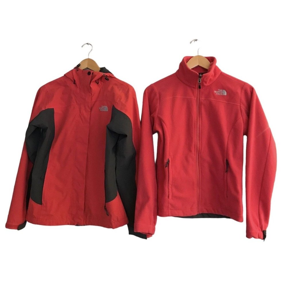The North Face 3 In 1 Jacket Womens Size XS Interchangeable HyVent Red Gray